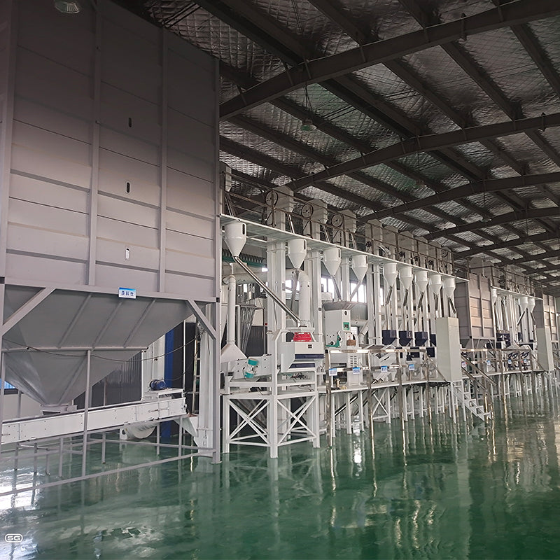 Industrial interior with large machinery and equipment in a warehouse setting