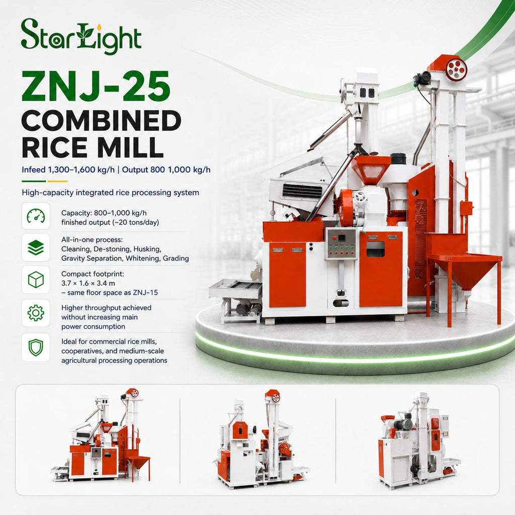 ZNJ-25 Combined Rice Mill (Infeed 1,300–1,600; Output 800–1,000 kg/h)