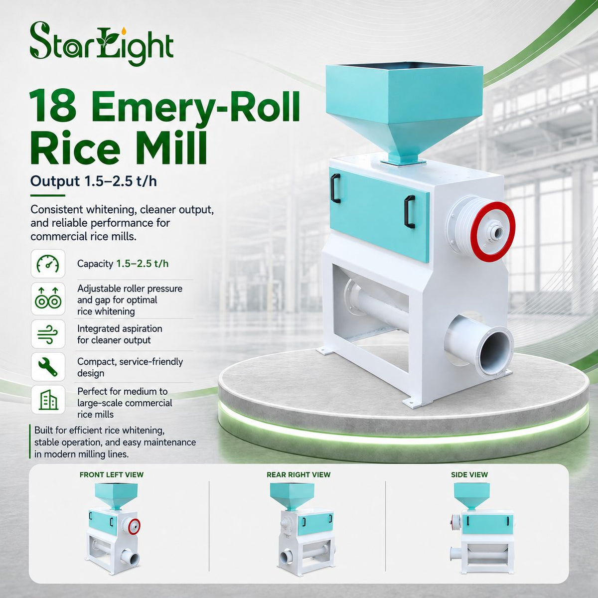 18 Emery-Roll Rice Mill (Output 1.5–2.5 t/h)