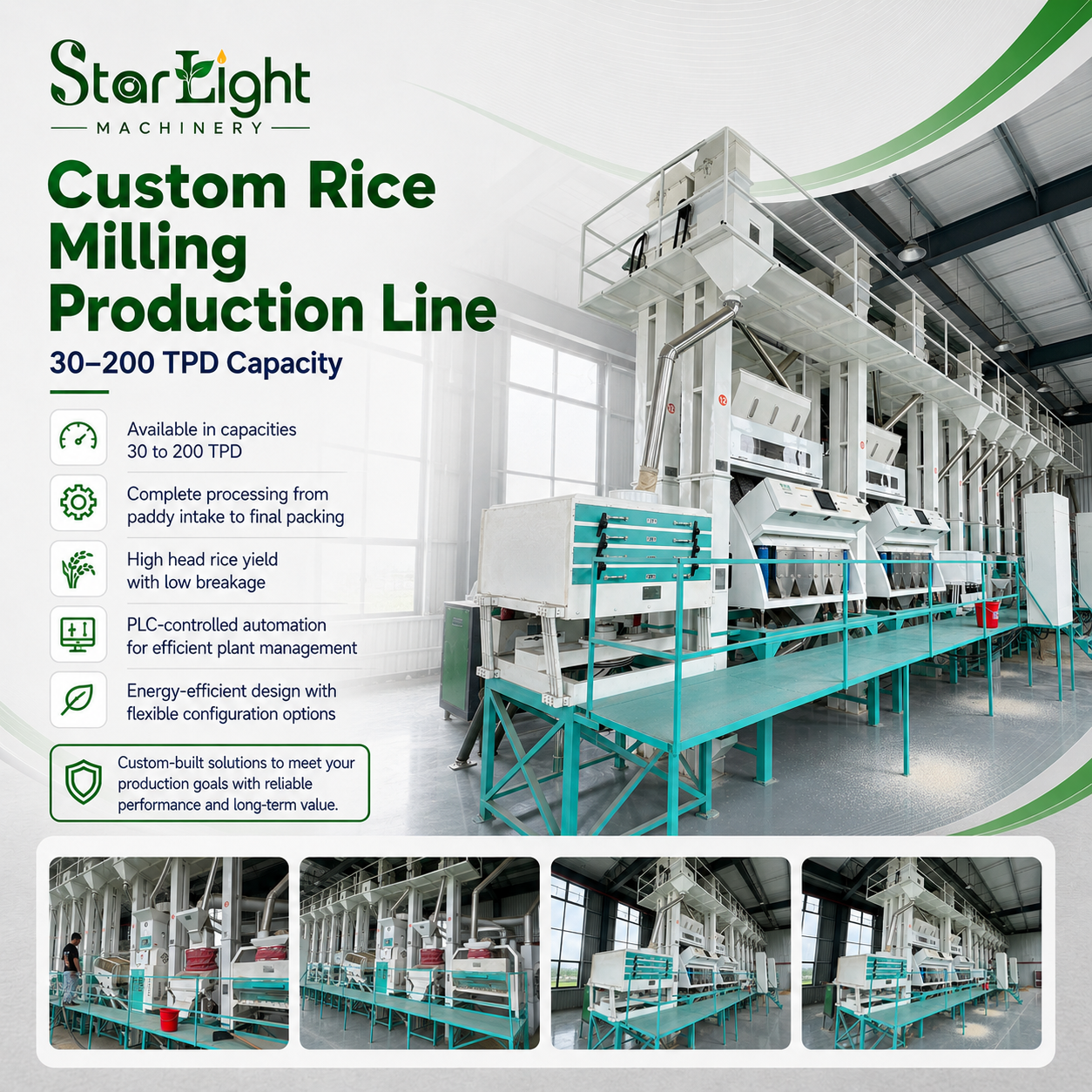 Custom Rice Milling Production Line (30–200 TPD)