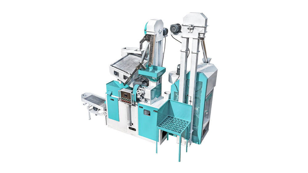 Teal and silver machine on a white background